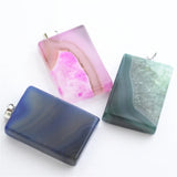 Rectangular Yellow Green Purple Stone Pendant for DIY Necklace Jewelry