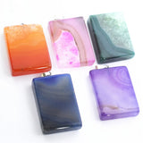 Rectangular Yellow Green Purple Stone Pendant for DIY Necklace Jewelry