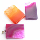 Rectangular Yellow Green Purple Stone Pendant for DIY Necklace Jewelry