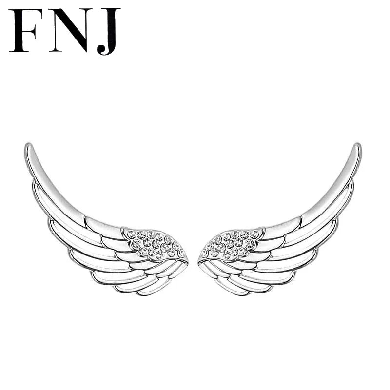 925 Silver Wing Feather Earrings Women Jewelry