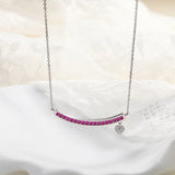 925 Silver Smile Heart Pendant Necklace Red Gemstone Party Gift