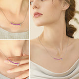 925 Silver Smile Heart Pendant Necklace Red Gemstone Party Gift
