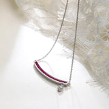 925 Silver Smile Heart Pendant Necklace Red Gemstone Party Gift