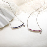 925 Silver Smile Heart Pendant Necklace Red Gemstone Party Gift