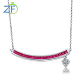 925 Silver Smile Heart Pendant Necklace Red Gemstone Party Gift