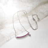 925 Silver Smile Heart Pendant Necklace Red Gemstone Party Gift