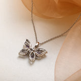 925 Silver Necklace Purple Zircon Butterfly Pendant