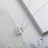 925 Silver Heart Necklace Amethyst Pink Quartz Diamond Pendant