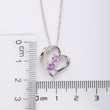 925 Silver Heart Necklace Amethyst Pink Quartz Diamond Pendant