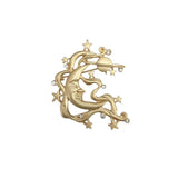 Matte Golden Star Moon Goddess Brooch Zircon Women Corsage Flower Pin