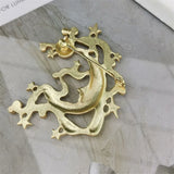 Matte Golden Star Moon Goddess Brooch Zircon Women Corsage Flower Pin