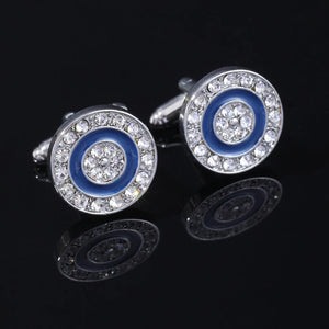 Galaxy Round Crystal Cufflinks & Enamel Jewelry Men's Cuff Links