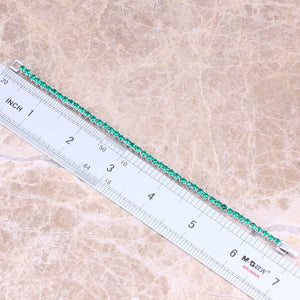 Green Cubic Zirconia Link Chain Bracelet & Jewelry Bag