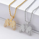 Game Console Pendants Iced Out Chain Bling CZ Silver Men's Hip Hop Rock Necklace