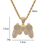 Game Console Pendants Iced Out Chain Bling CZ Silver Men's Hip Hop Rock Necklace