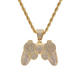 Game Console Pendants Iced Out Chain Bling CZ Silver Men's Hip Hop Rock Necklace