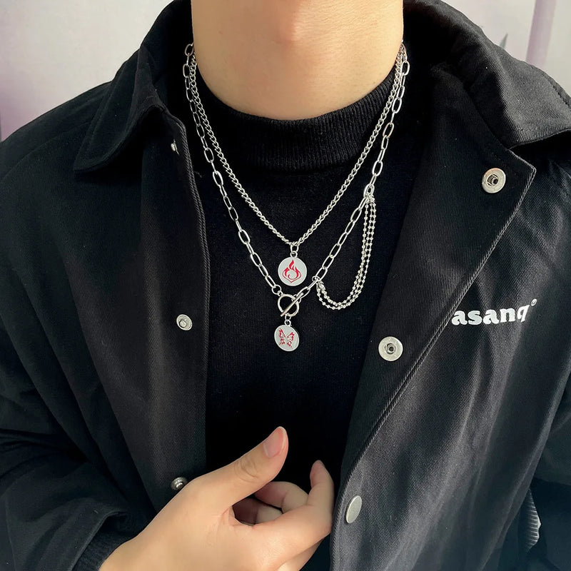 Genshin Impact Irregular Steel Hip Hop Necklace Multi-layer Necklace