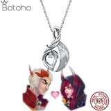 LOL XAYAH & RAKAN Pendant Necklace S925 Sliver Jewelry Couples Gift
