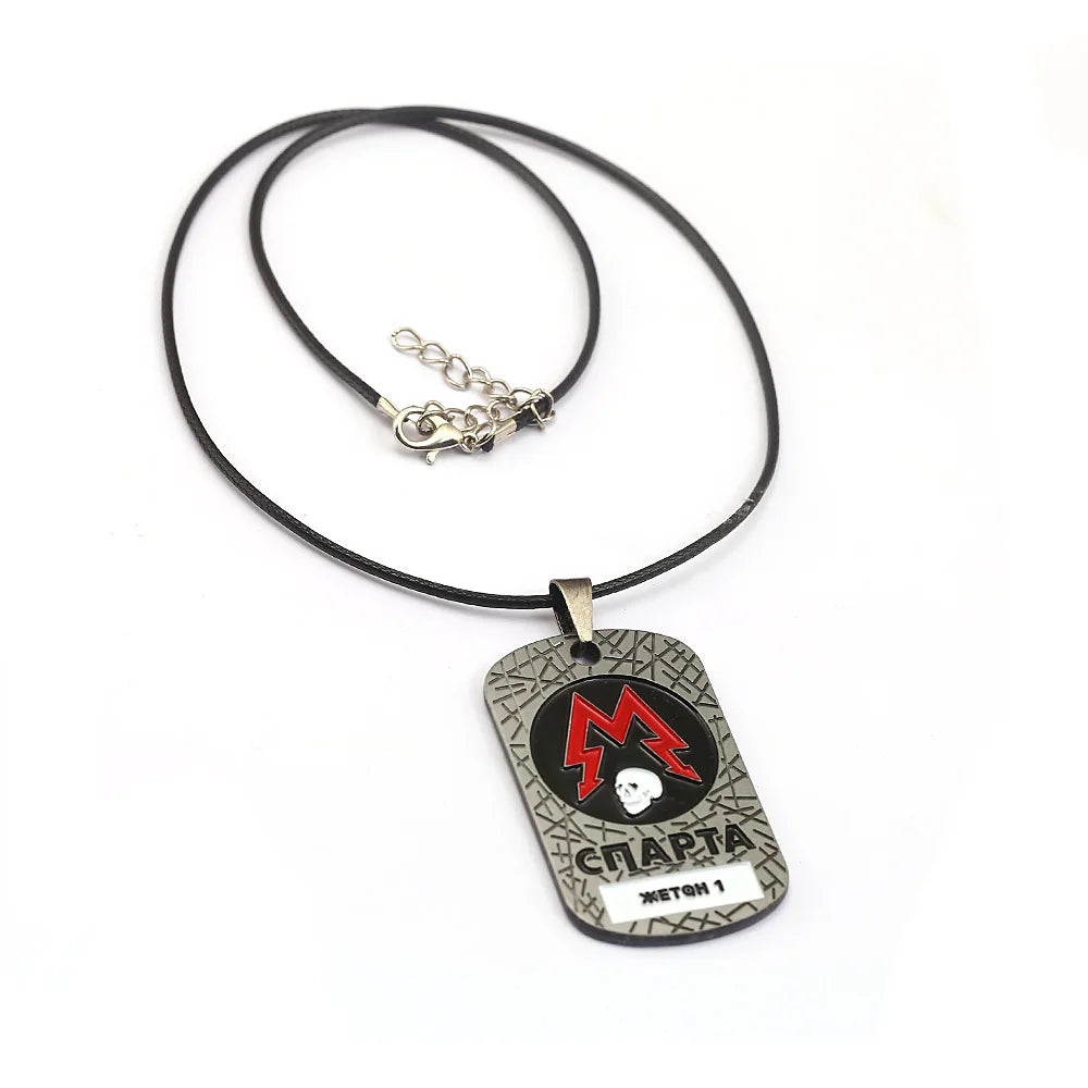 Metro 2033 Necklace Metal Rope Chain Skull Dog Tag Pendant Charm Punk Jewelry