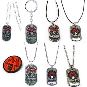 Metro 2033 Necklace Metal Rope Chain Skull Dog Tag Pendant Charm Punk Jewelry