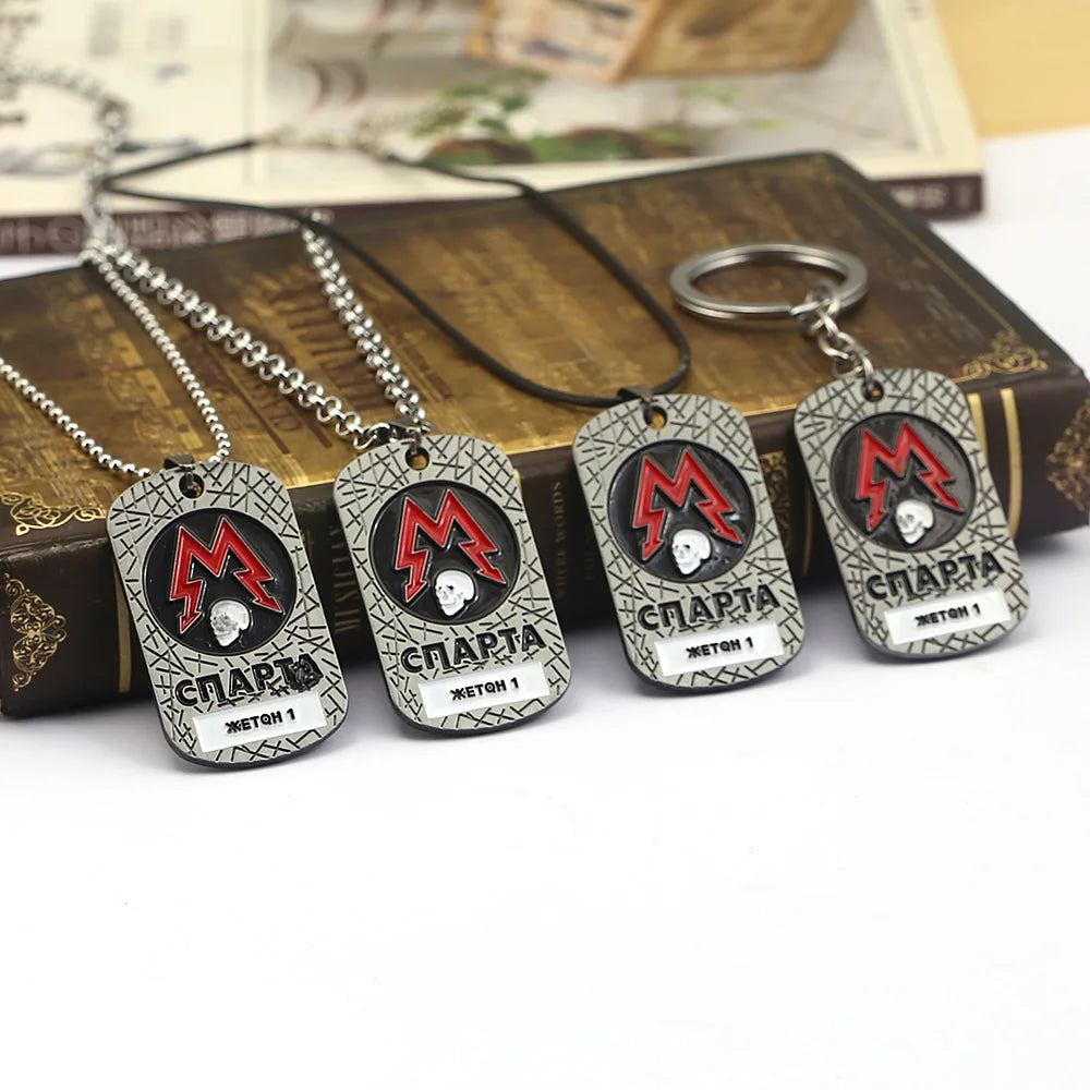 Metro 2033 Necklace Metal Rope Chain Skull Dog Tag Pendant Charm Punk Jewelry