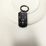 Tiny Bunny Steel Keychain Military Plate Custom Pattern Key Ring for Men