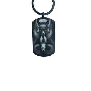 Tiny Bunny Steel Keychain Military Plate Custom Pattern Key Ring for Men