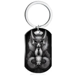 Tiny Bunny Steel Keychain Military Plate Custom Pattern Key Ring for Men