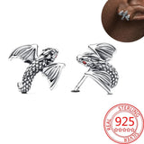 925 Silver Red Eye Zircon Dragon Earrings