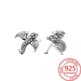 925 Silver Red Eye Zircon Dragon Earrings