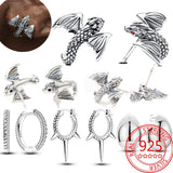 925 Silver Red Eye Zircon Dragon Earrings