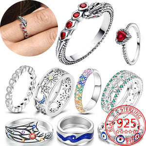 Sterling Silver Red Zircon Dragon Ring for Parties