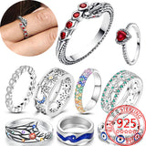 Sterling Silver Red Zircon Dragon Ring for Parties