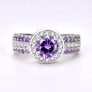 Garilina Purple Austrian Crystals Silver Ring Women's Anniversary Wedding Gift