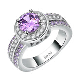 Garilina Purple Austrian Crystals Silver Ring Women's Anniversary Wedding Gift