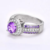 Garilina Purple Austrian Crystals Silver Ring Women's Anniversary Wedding Gift