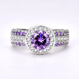 Garilina Purple Austrian Crystals Silver Ring Women's Anniversary Wedding Gift