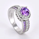 Garilina Purple Austrian Crystals Silver Ring Women's Anniversary Wedding Gift