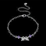 Garilina Inlaid Purple CZ Silver Anklet AB2050