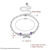 Garilina Inlaid Purple CZ Silver Anklet AB2050