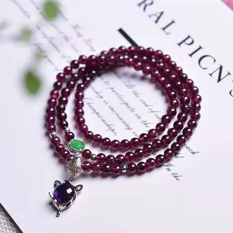 Garnet Bracelets Charm Beads Jewelry Making Layered Healing Crystals