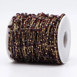 Garnet Chip Bead Chain, 18K Plated Brass, Garnet Stone Beaded Chain (#LK-511)