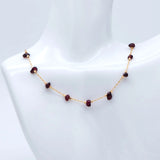 Garnet Chip Bead Chain, 18K Plated Brass, Garnet Stone Beaded Chain (#LK-511)