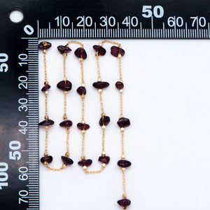 Garnet Chip Bead Chain, 18K Plated Brass, Garnet Stone Beaded Chain (#LK-511)