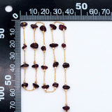 Garnet Chip Bead Chain, 18K Plated Brass, Garnet Stone Beaded Chain (#LK-511)