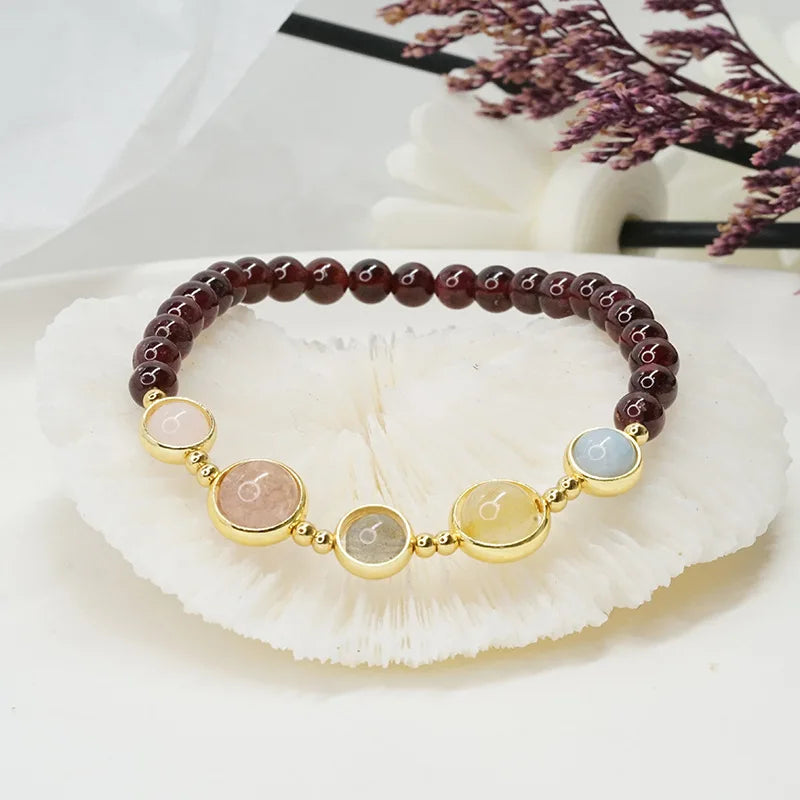 Garnet Women Five Elements Natural Stone Bracelet