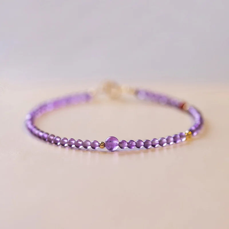 Natural Amethyst Red Agate Beaded Bracelets Women Fine Jewelry