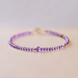 Natural Amethyst Red Agate Beaded Bracelets Women Fine Jewelry