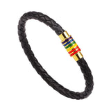 Gay Pride Hand Leather Bracelet Bangle LGBT Rainbow Magnet