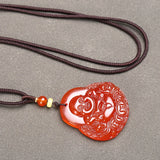 Red Agate Buddha Gong Jade Pendant Necklace Women's Money Charm